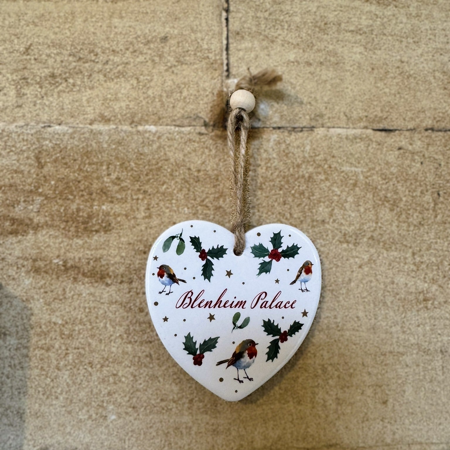 Holly & Robin Palace Christmas Heart Decoration