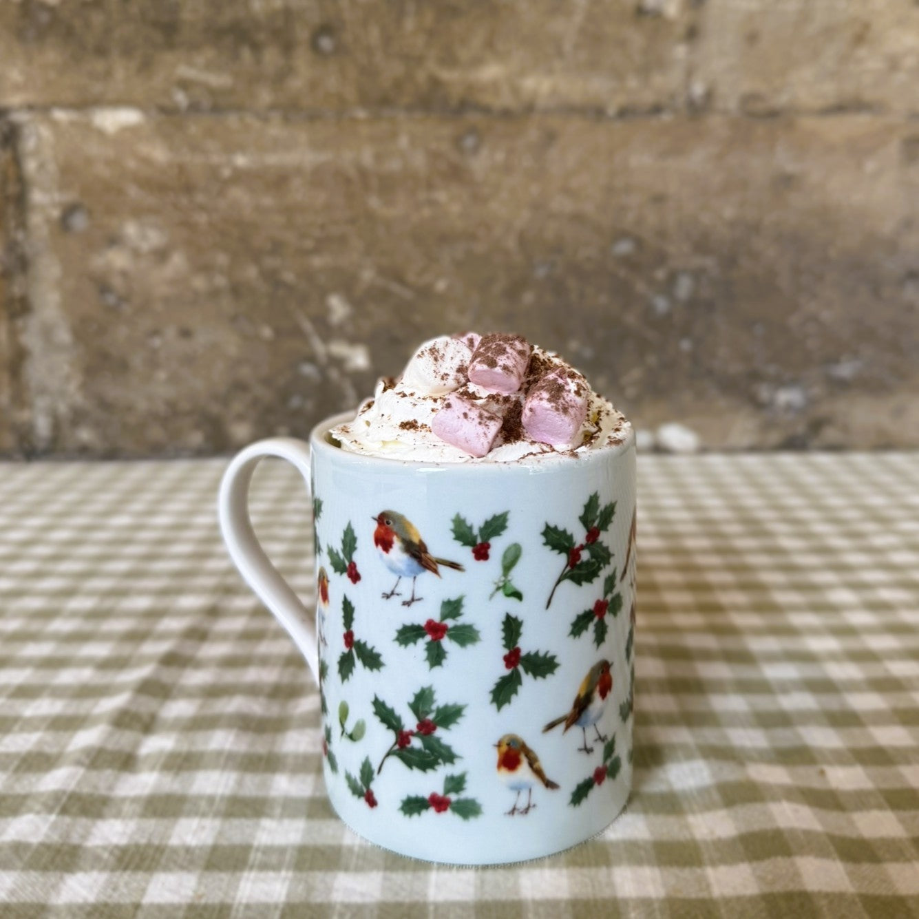 Holly & Robin Blue Mug