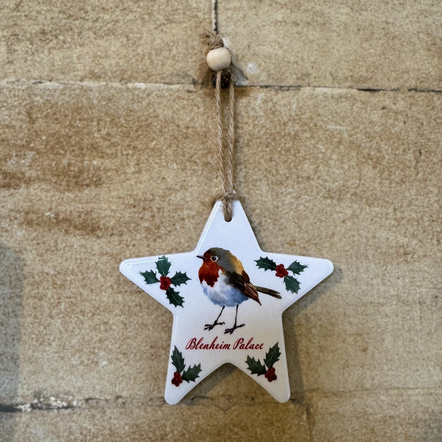 Holly & Robin Christmas Star Decoration