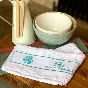 Blenheim Palace Branded White & Blue Waffle Tea Towel
