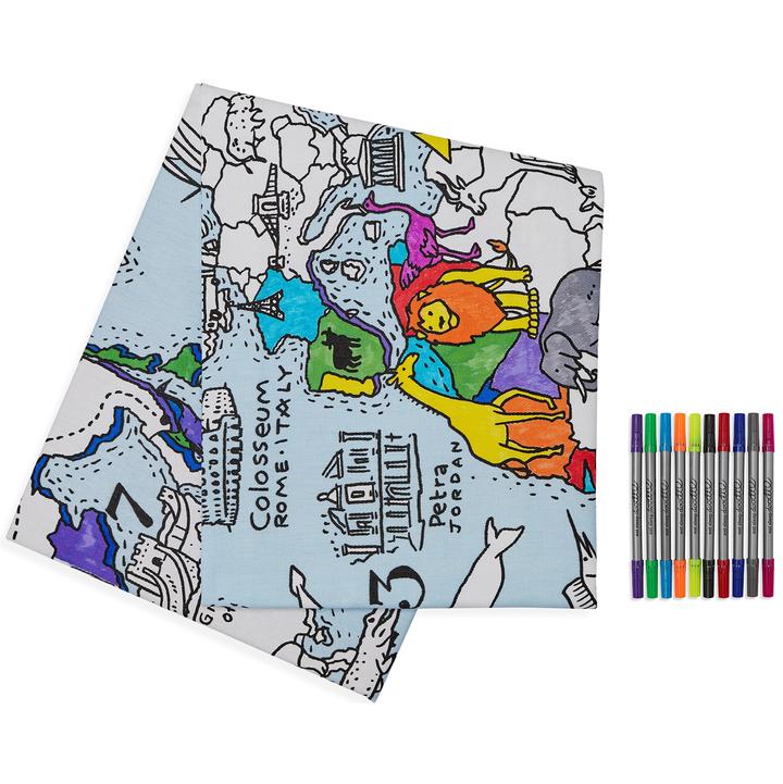 World Map Colour-in Tablecloth