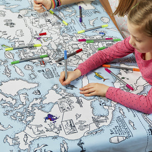World Map Colour-in Tablecloth